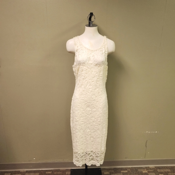 Wishful Park Ivory Embroidered Lace Scalloped Hemline Sleeveless Dress Sz XXL - Picture 3 of 14